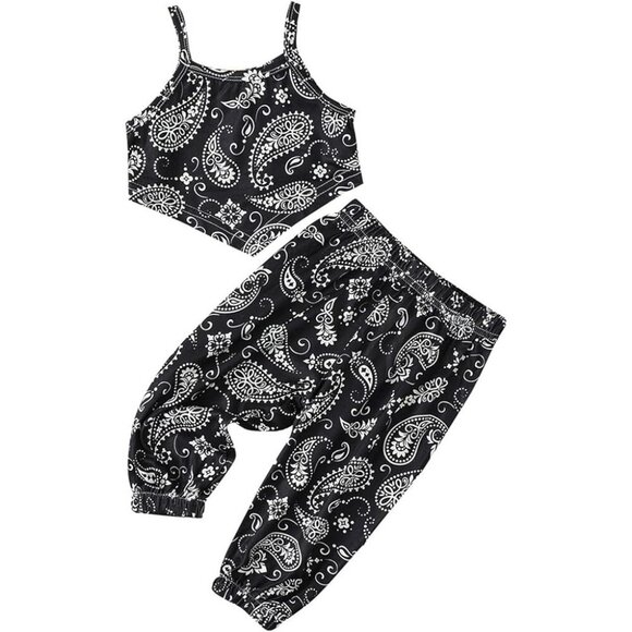 SHEIN 2-Piece Set – Handkerchief Crop Top & Jogger Pants - Size 7Y / 130 - Picture 1 of 5
